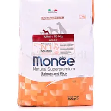 Monge Natural Superpremium Mini Adult Корм для собак миниатюрных пород Лосось с рисом 800г 1563