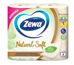 Бумага туалетная Zewa Natural soft четырехслойная 4 шт