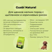 GUABI NATURAL для взрослых собак мелких пород (ЦЫПЛЕНОК, КОРИЧНЕВЫЙ РИС), 2,5 кг.